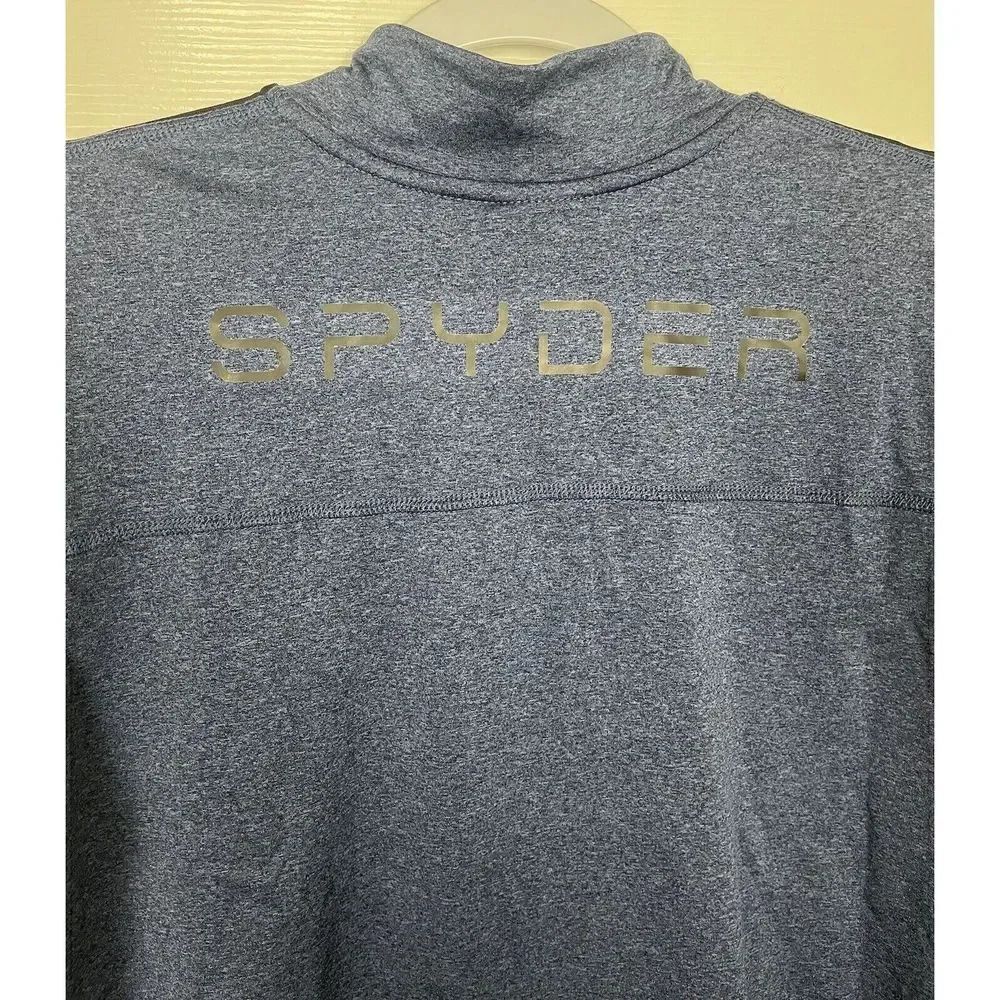 Spyder Active ProW B Men's Blue 1/4 Zip Long Sleeve Logo Fleece Top Size M - Picture 9 of 10